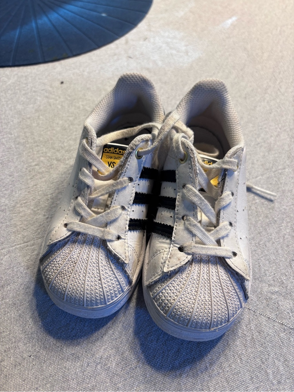 adidas White and Black Leather VS Superstar Sneakers